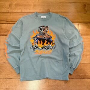 Teddy Fresh Skeleton Bear Cauldron Long Sleeve Shirt Blue Mens Small
